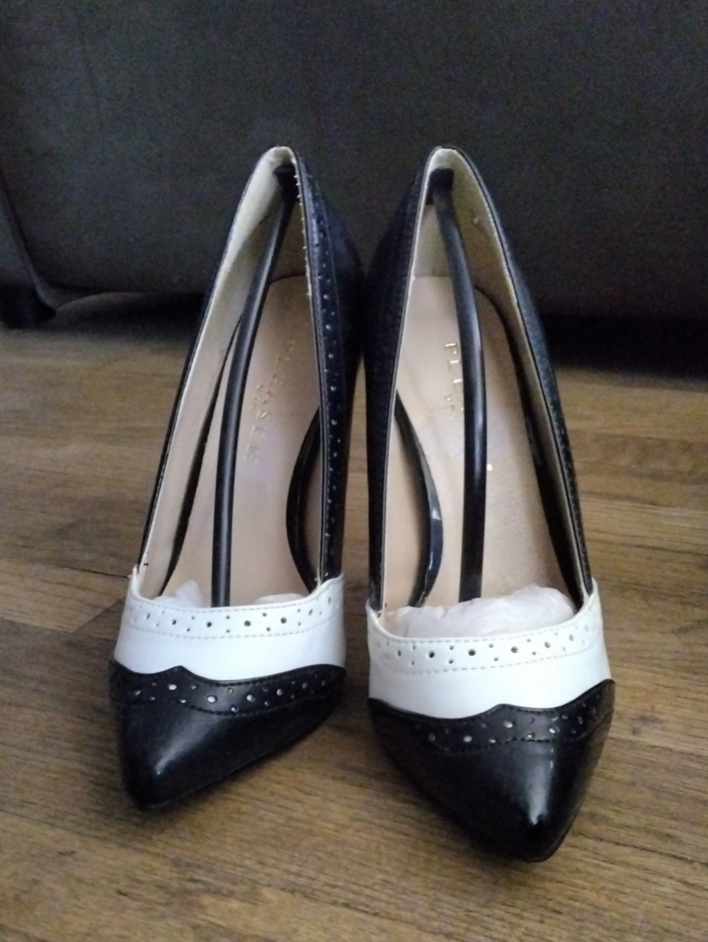 Classic Two-Tone Black and White Pointed Toe Pumps